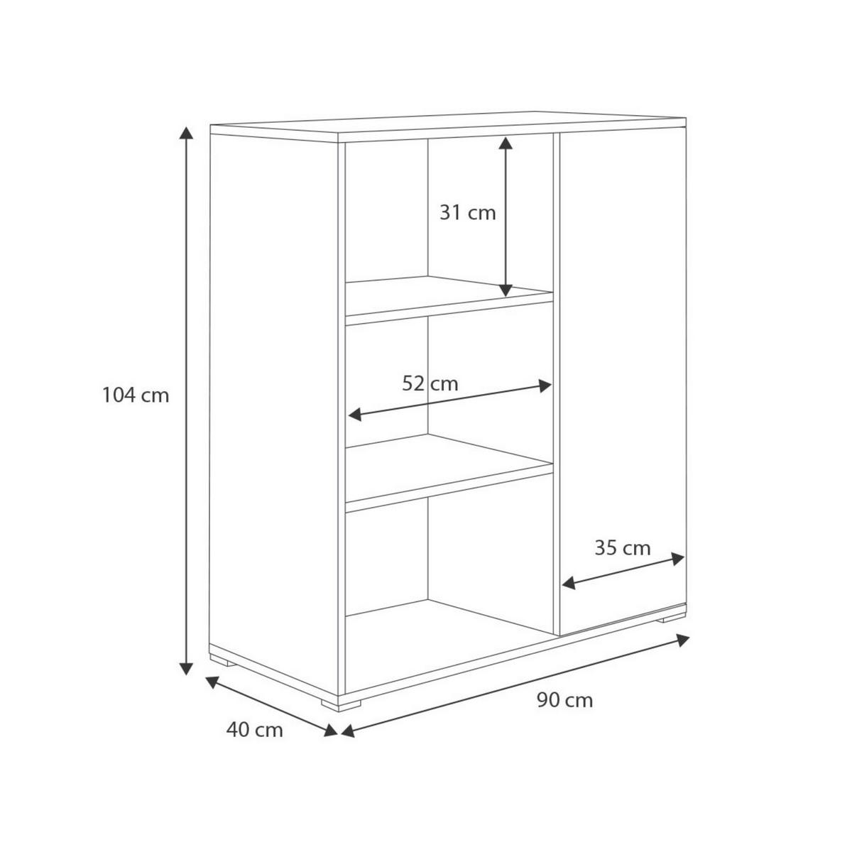 BÜCHERREGAL Fondi - Weiß, Holzwerkstoff (90/104/40cm) - RAUMHIRSCH FURNITURE