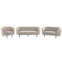 6-SITZER-SOFA SET Stoff taupe/schwarz Loen - Beige/Schwarz, Textil (70/70/200cm) - Beliani