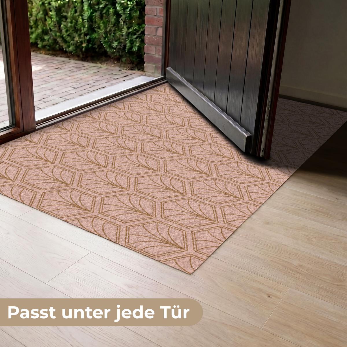FUSSMATTE Lachsrosa - Muster - Geometrisch Schmutzfangmatte 120x80 cm - Altrosa, Kunststoff (120/0.4cm) - MuchoWow