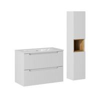 BADMÖBEL 80cm Riva 2er-Set Weiß - Weiß, Holzwerkstoff (80/57/40cm) - Petits-meubles