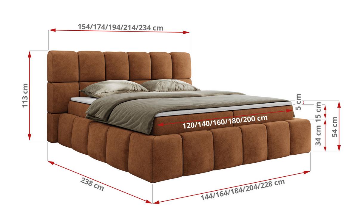 BOXBETT NIRA 180/200 - Orange Strukture - H3 - Orange, Holz/Textil (180/200cm) - MKS
