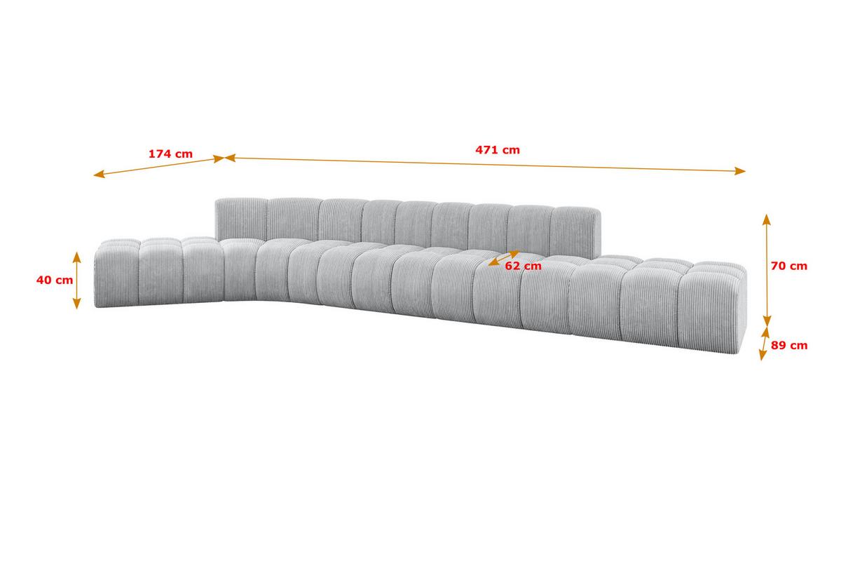 ECKSOFA modulares Sofa Solven-L2 - 471x174x70 cm Grau - Grau, Holzwerkstoff/Textil (471/174cm) - ALTDECOR