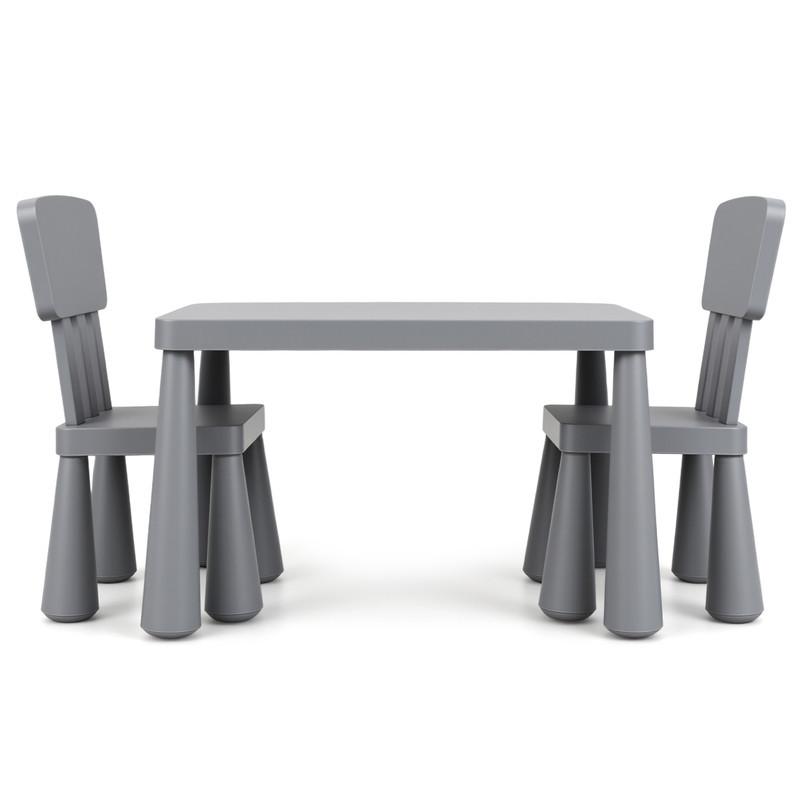 KINDERTISCH mit 2 Stühlen grau(3-tlg) - Grau, Kunststoff (76.5/49.5/54.5cm) - COSTWAY