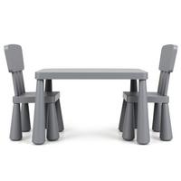 KINDERTISCH mit 2 Stühlen grau(3-tlg) - Grau, Kunststoff (76.5/49.5/54.5cm) - COSTWAY