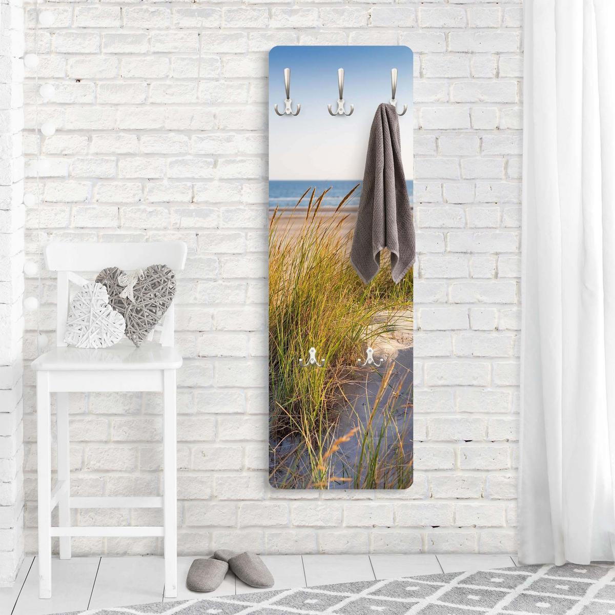 WANDGARDEROBE - Stranddüne am Meer 34/105 cm - Beige, Holzwerkstoff (34/105/1.6cm) - Bilderwelten