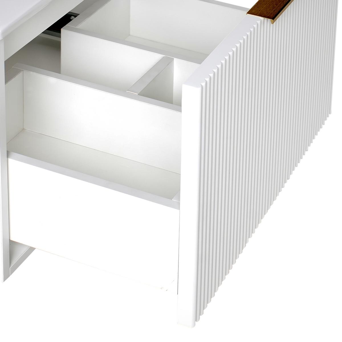WASCHBECKENUNTERSCHRANK wandmontiertk mit Waschbecken mit goldenem Griff Weiß Tilcara - Weiß, Holzwerkstoff (80/38/93cm) - Beliani