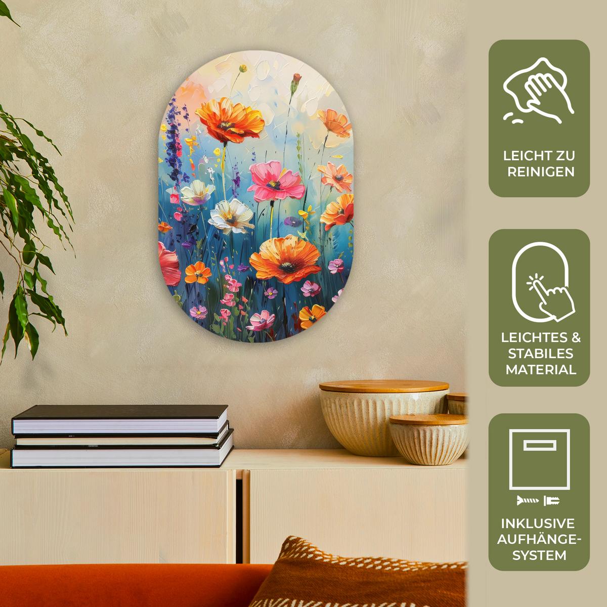 WANDBILD Blumen - Natur - Aquarell - Kunst Deko Wohnzimmer 40x60 cm - Multicolor, Kunststoff (40/60cm) - MuchoWow