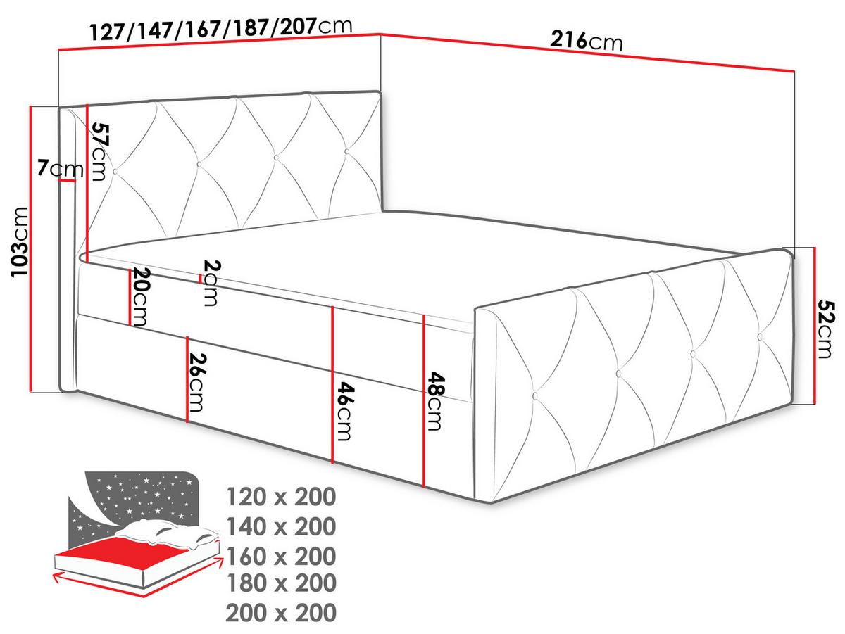 BOXBETT Crystal Lux - H3 - Dunkelblau, Holz (160/200cm) - MIRJAN24