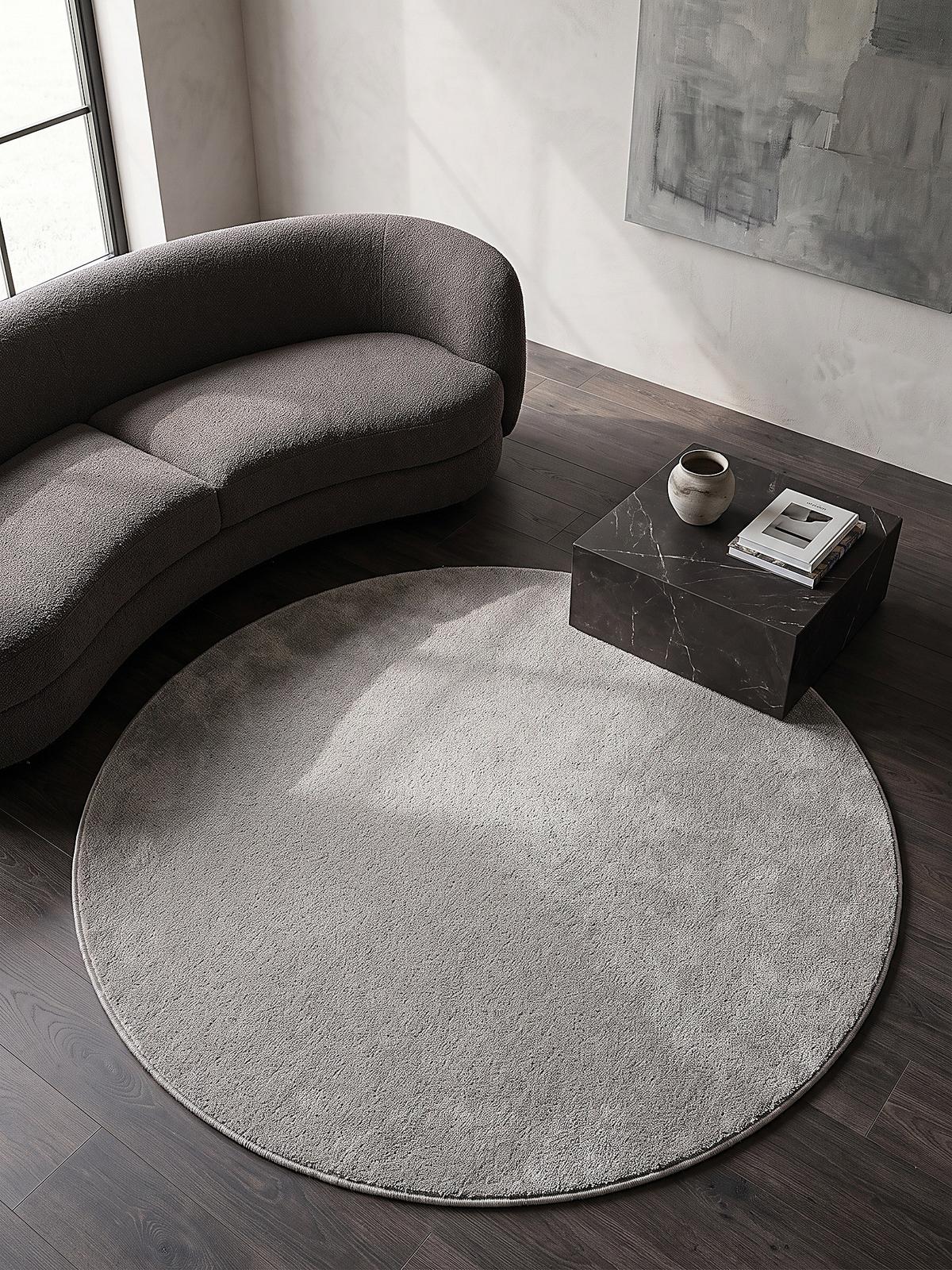 TEPPICH Hochflor BORMIDA Uni Polypropylen Silber Ø 200 cm Rund - Silberfarben, Textil (200/200cm) - KADIMA DESIGN