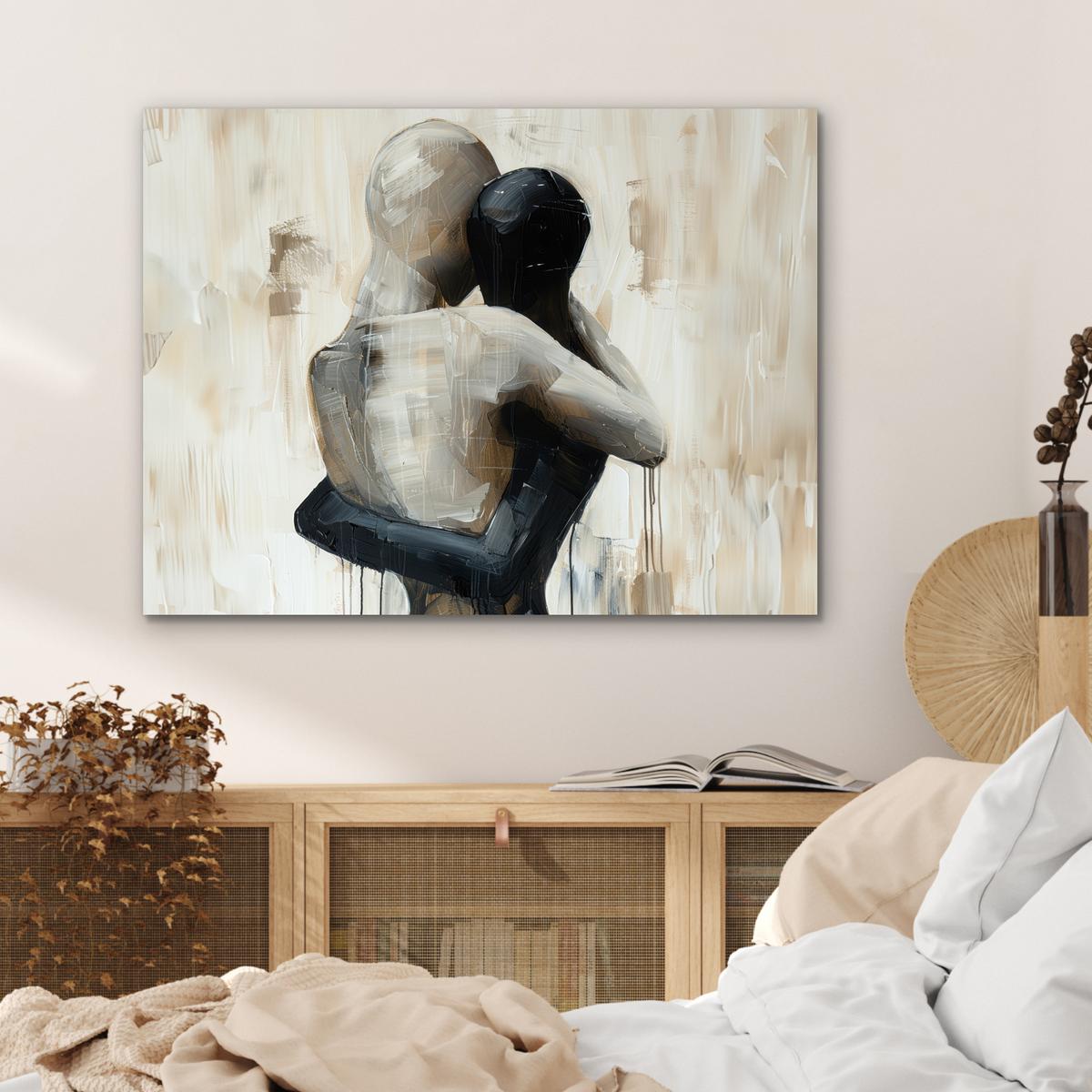 METALLBILD Abstrakt - Liebe - Schwarz und weiß - Modern 80x60 cm - Schwarz, Metall (80/60cm) - MuchoWow