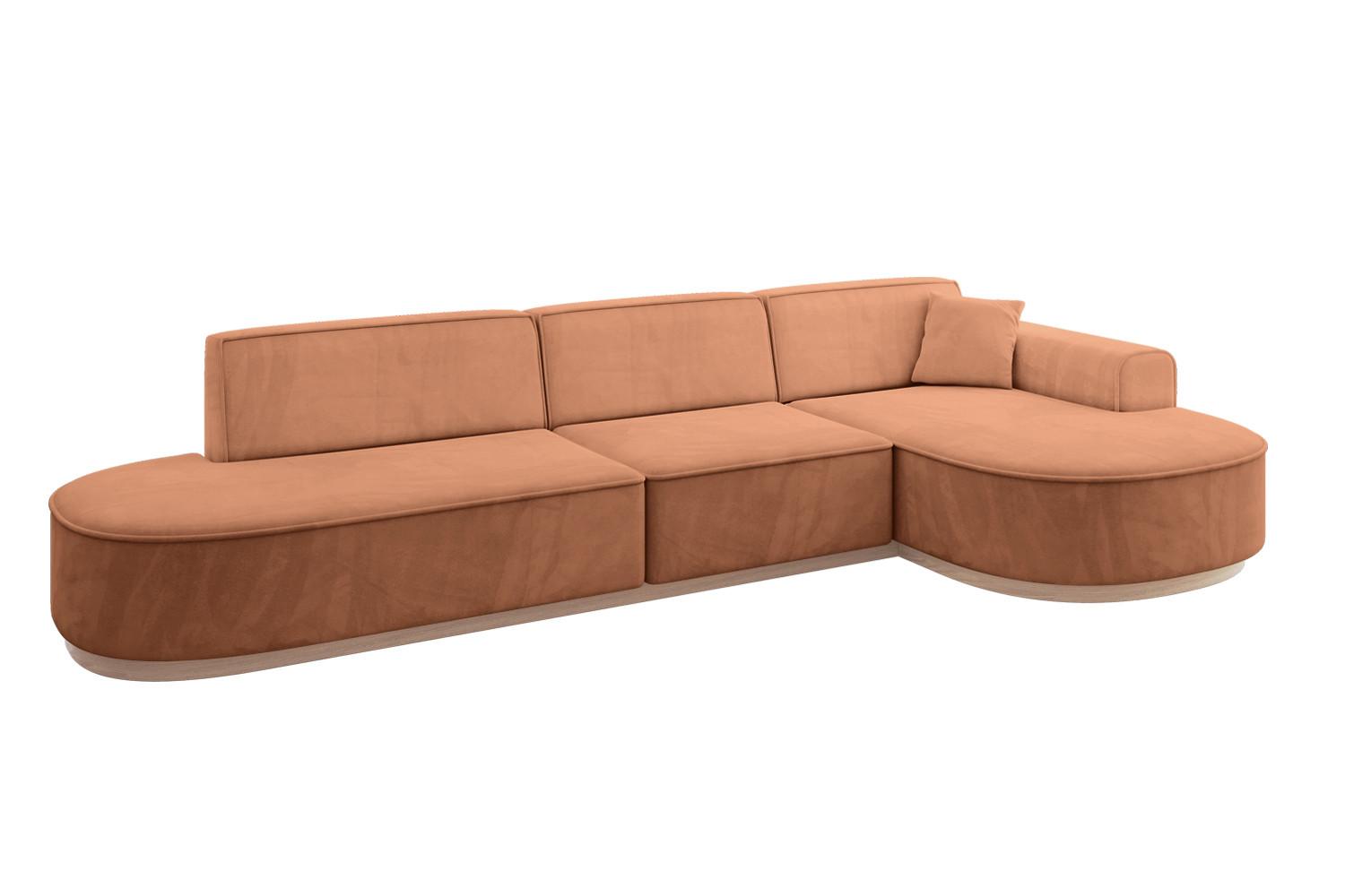 ECKSOFA Ottomane Rechts MARI-L2-v1 - 328x171x83 cm Orange Velours - Orange, Holzwerkstoff/Textil (171/328cm) - ALTDECOR
