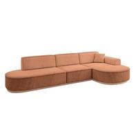 ECKSOFA Ottomane Rechts MARI-L2-v1 - 328x171x83 cm Orange Velours - Orange, Holzwerkstoff/Textil (171/328cm) - ALTDECOR