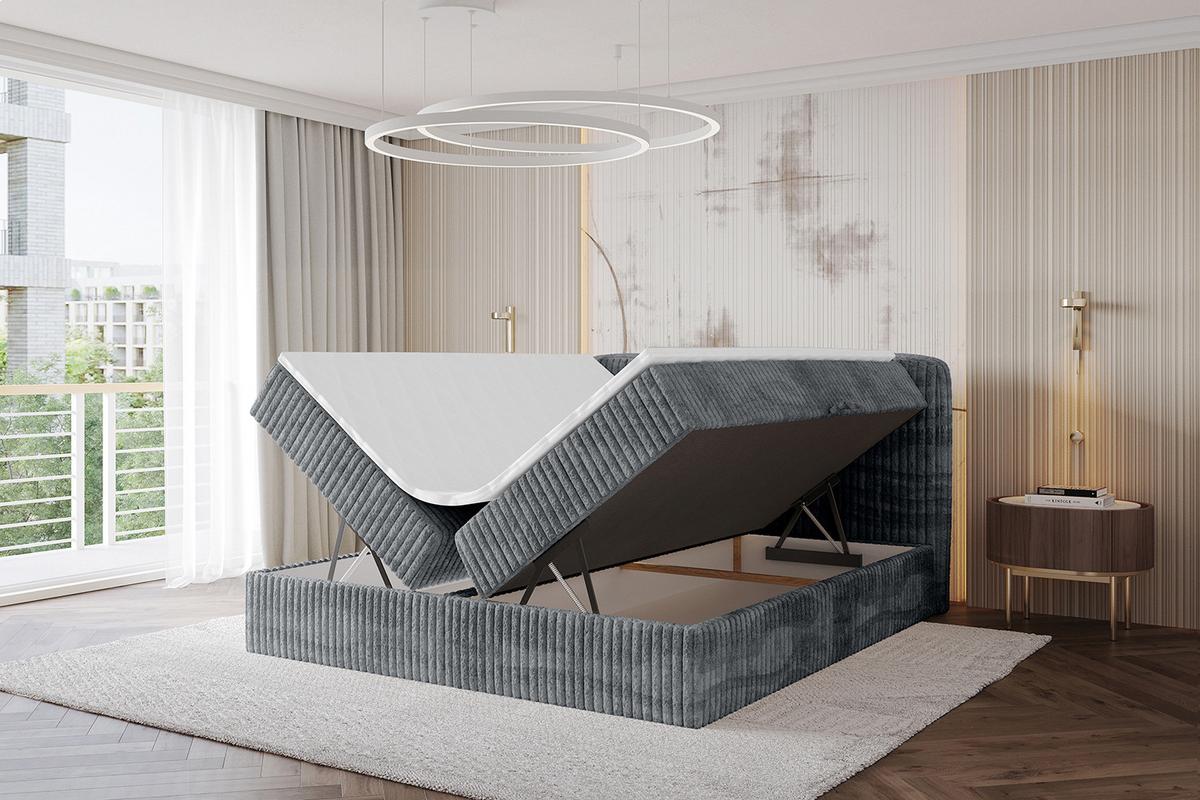 BOXBETT mit Matratze H4 - NINA - 180x200 cm - Dunkelgrau - Schieferfarben, Holzwerkstoff (180/200cm) - ALTDECOR