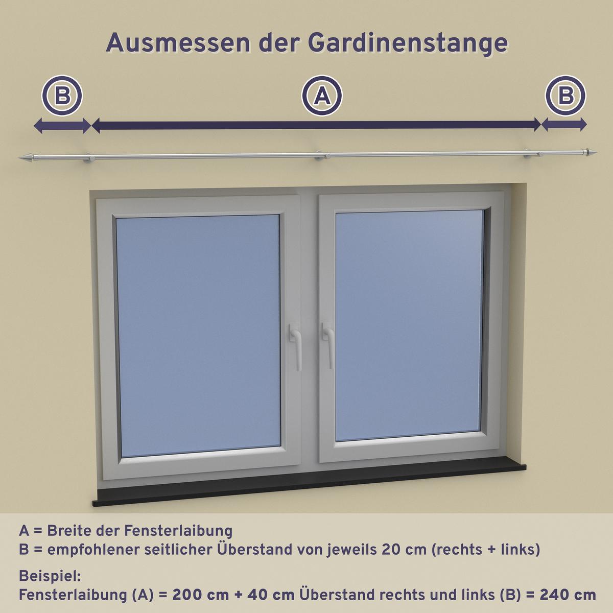 GARDINENSTANGE Olymp Allegra 120 cm, 2-läufig (ohne Ringe), 16 mm Ø Chrom matt - Chromfarben/Nickelfarben, Metall (120cm) - INTERDECO