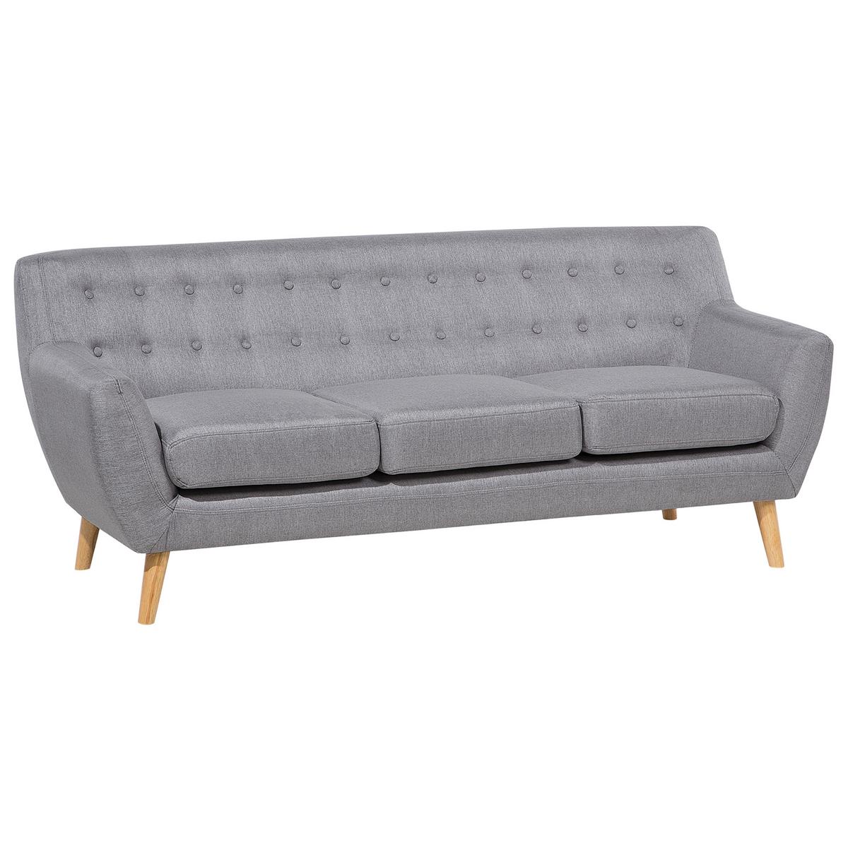 3-SITZER-SOFA hellgrau/hellbraun Motala - Hellbraun/Grau, Textil (182/76/83cm) - Beliani