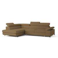ECKSOFA FAVIEN L-S Orange Boucle-Stoff mit Schlaffunktion - Orange, Holz (257/190cm) - MASSENO