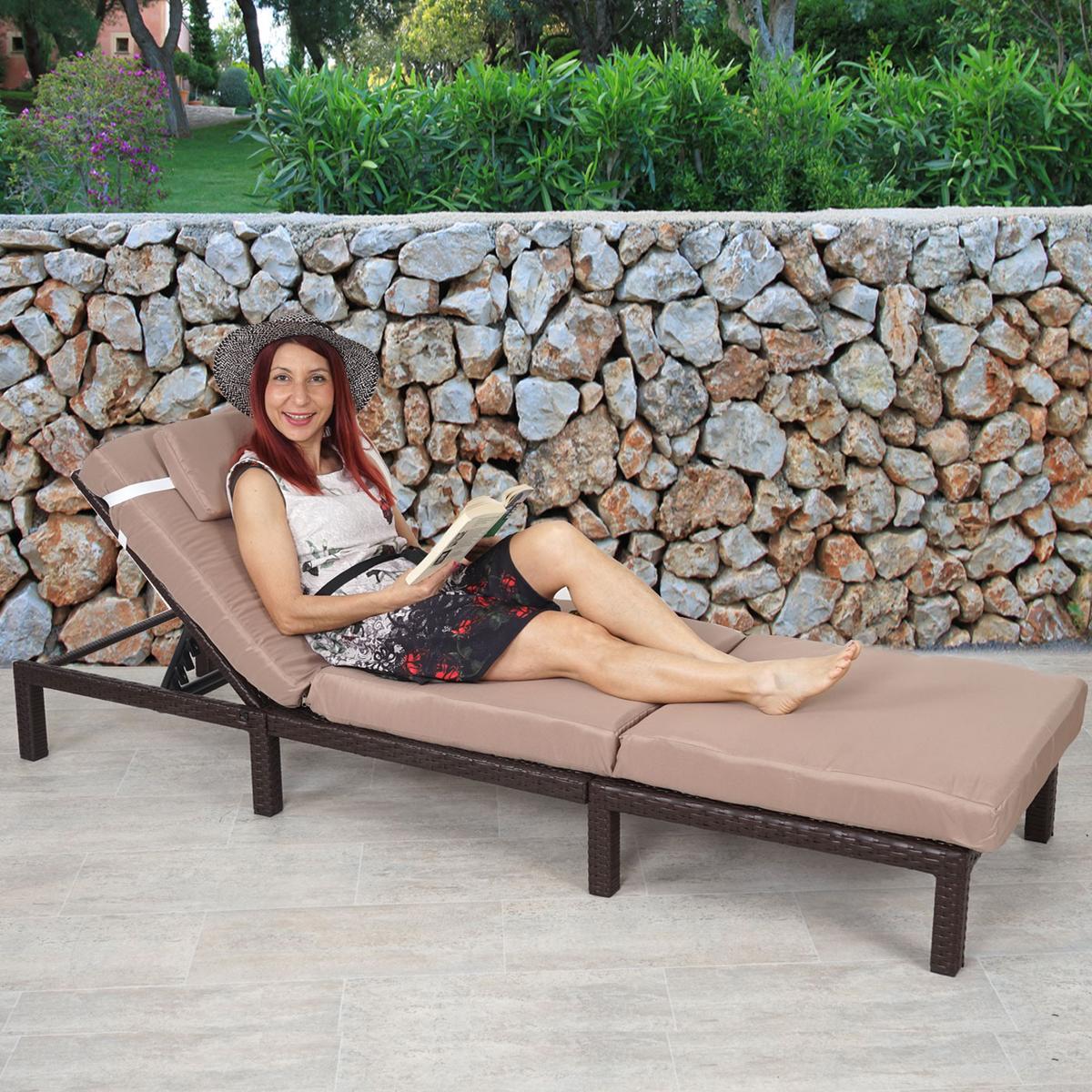 SONNENLIEGE Braun, Cremeweiß - Braun/Weiß, Kunststoff (60/71/198cm) - MCW