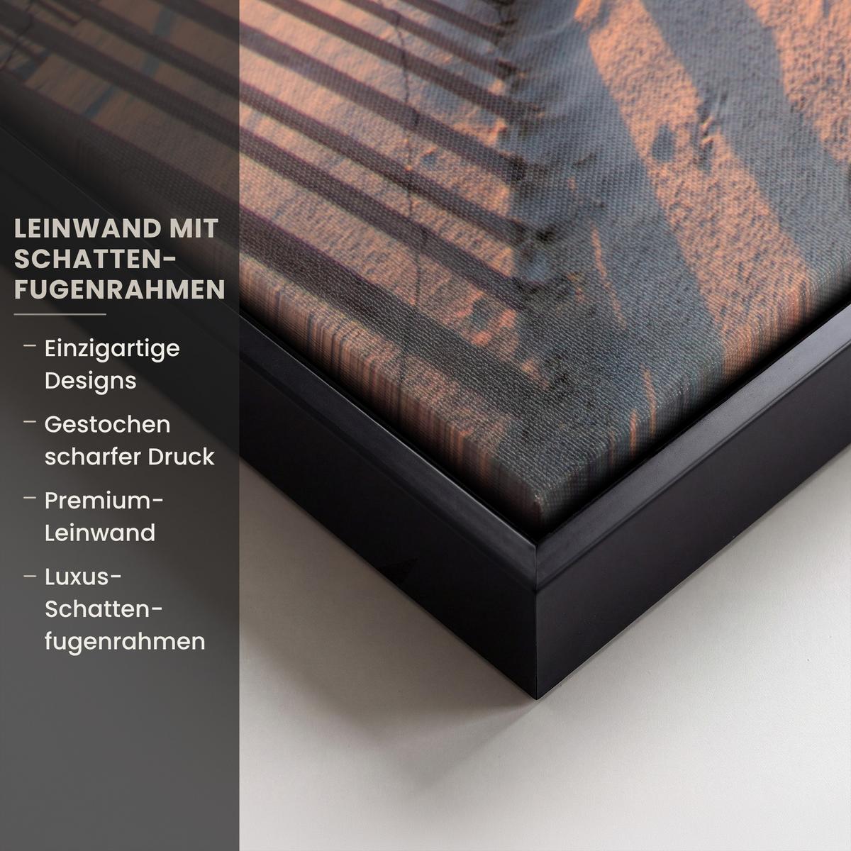 LEINWAND Bilder mit Rahmen - Strand - Meer - Düne - Sonnenuntergang - Landschaft - 100x70 - Beige, Textil (100/70cm) - MuchoWow