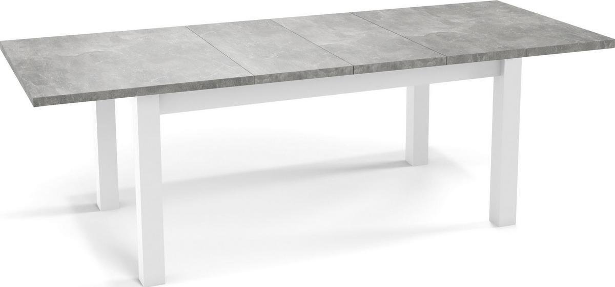 ESSTISCH Molly rechteckig ausziehbar, Grauer Beton 160-240/90/75 cm - Hellgrau/Weiß, Holz/Holzwerkstoff (90/240/75cm) - WFL GROUP