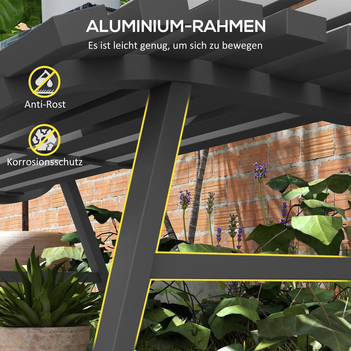 GARTENBANK, 2 Sitzer Parkbank, mit Rückenlehne, für Garten, Balkon, Alu, Grau - Grau, Metall (67/79/123cm) - Outsunny