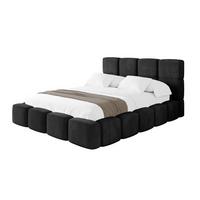 POLSTERBETT mit Bettkasten und Lattenrost, Bett mit Kopfteil, Boxbett ohne Matratze, Doppelbett mit Stauraum - NATA 120x200 Schwarz - Schwarz Hochglanz, Holzwerkstoff/Textil (120/200cm) - ALTDECOR