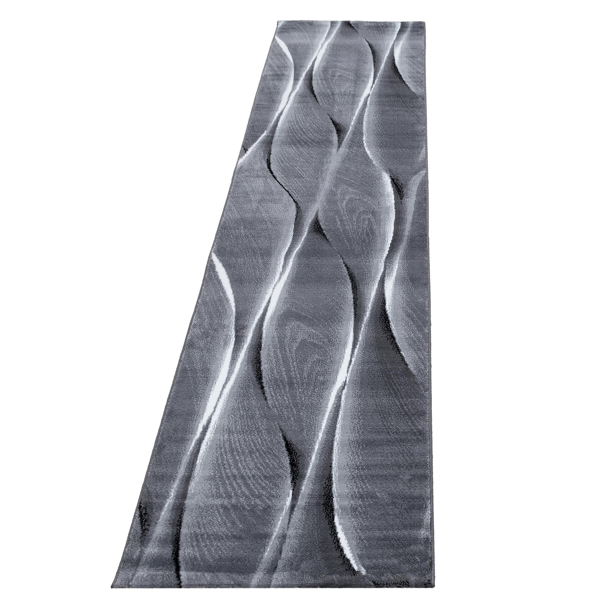 KURZFLORTEPPICH DRAU, mit Farbverlauf, Schwarz, 80 x 300 cm - Grau, Textil (80/300cm) - KADIMA DESIGN