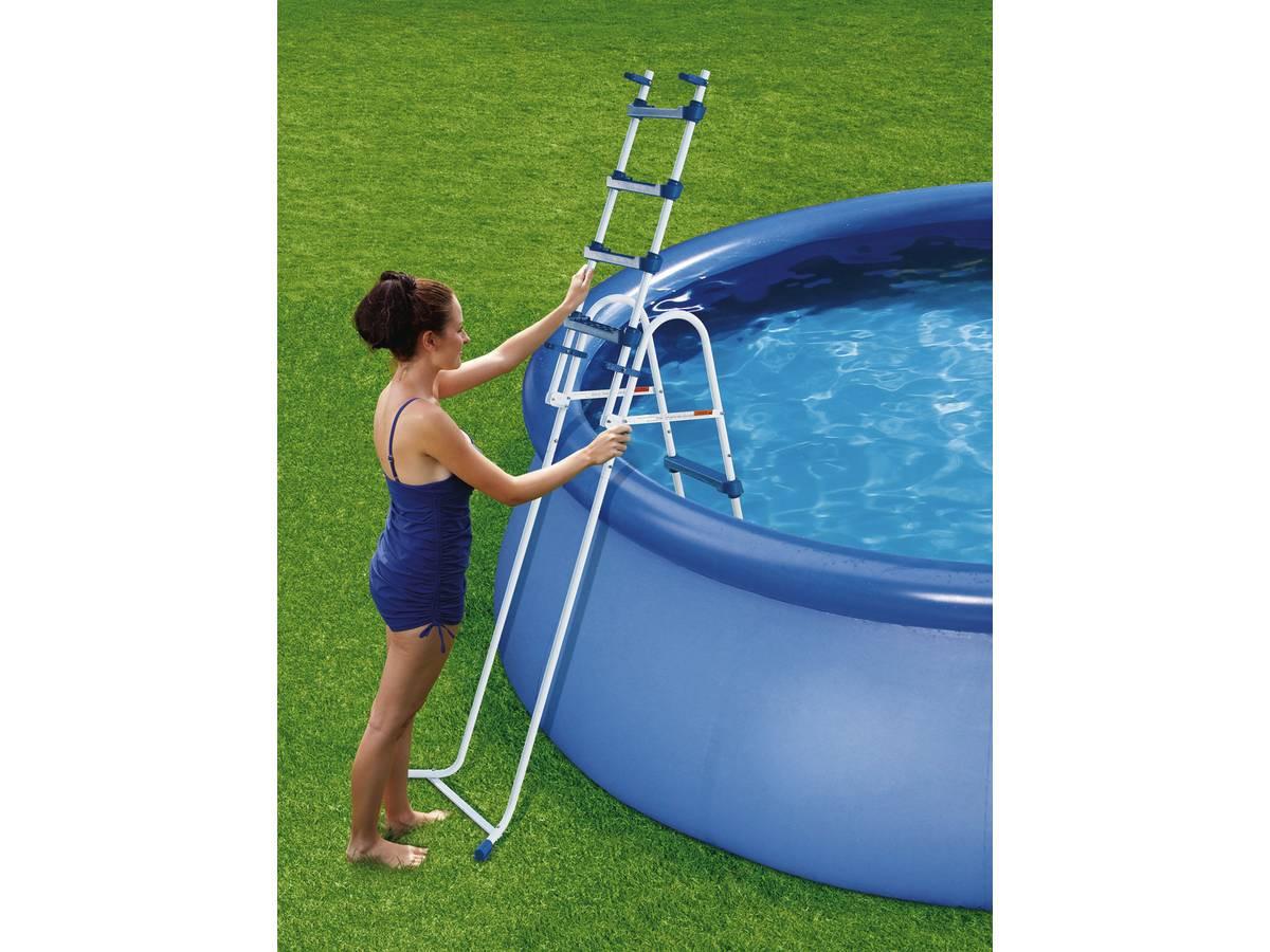 TREPPE echelle piscine - hauteur 1,22m Weiß und blau - Weiß, Metall (66/159/140cm) - Habitat Garten