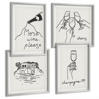 BILDER SET 4er Set - 50x50 cm & 40x60 cm Silberner Rahmen - Fröhliche Momente mit Champagner - Silberfarben, Kunststoff (50/50cm) - TULUP