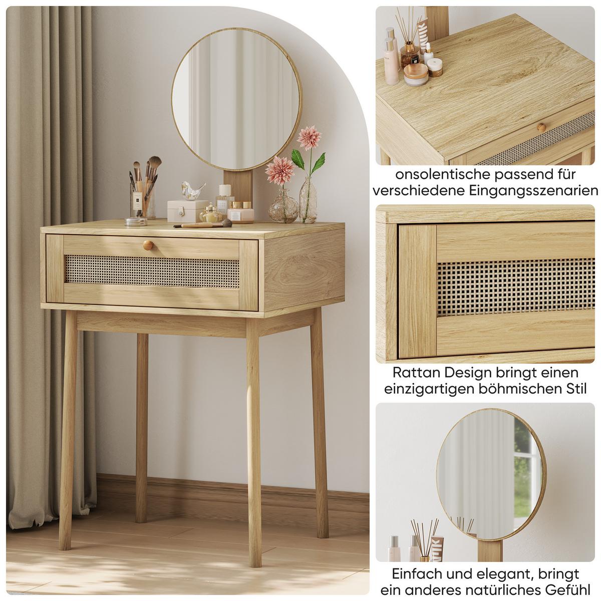 SCHMINKTISCH Böhmisch 60/50/128 cm - Braun, Holzwerkstoff (50/128/60cm) - Urban Meuble