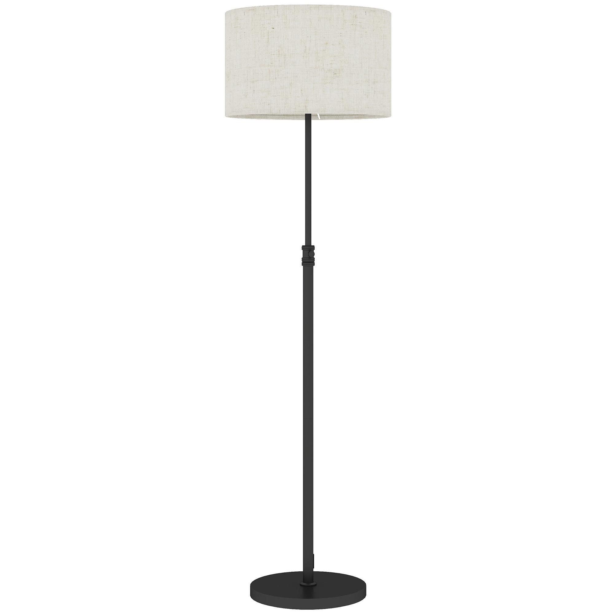 STEHLEUCHTE Stahl Leinenstoff Schwarz - Schwarz, Metall (40/40/168cm) - HOMCOM