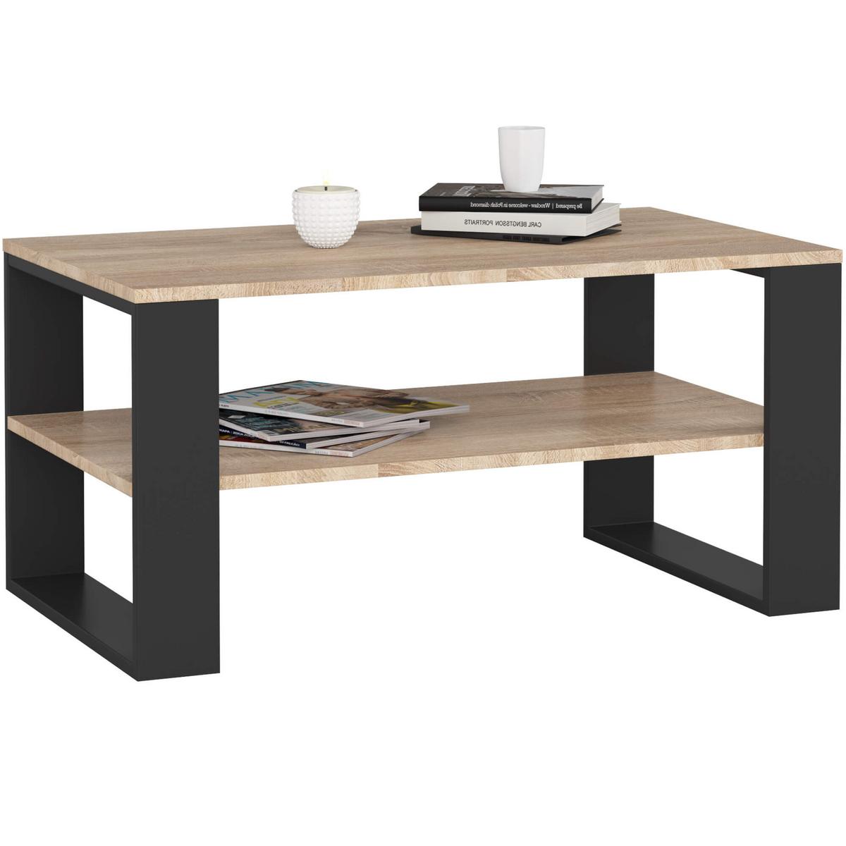 COUCHTISCH Eiche Sonoma, Schwarz 45/92/53 - Schwarz, Holzwerkstoff (53/92/45cm) - RAUMHIRSCH FURNITURE