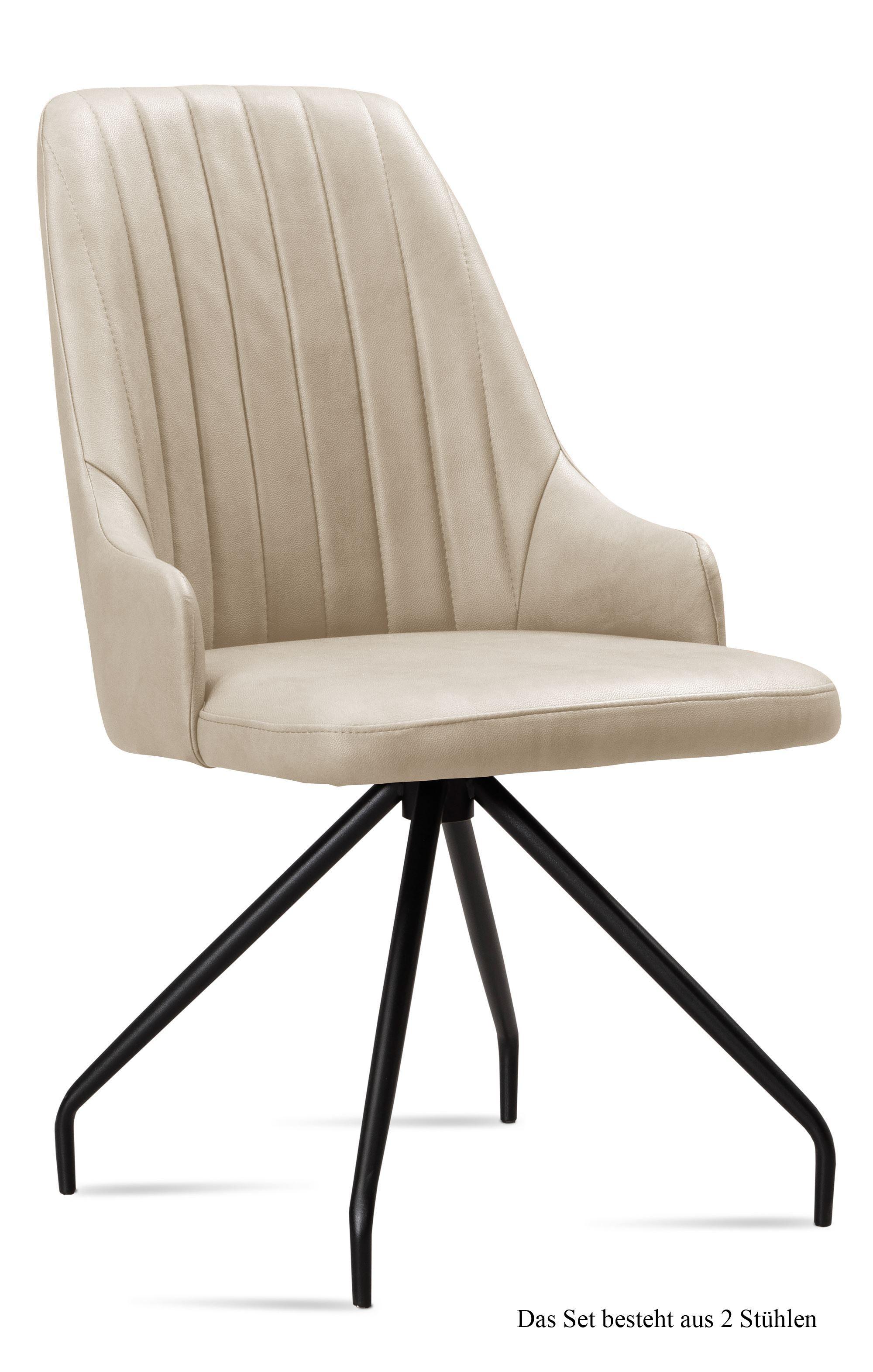 ESSZIMMERSTUHL (2er-Set) Dilara 52x91x60 Schwarz/Natur - Schwarz/Naturfarben, Kunststoff (60/91/52cm) - 58aufmkessel
