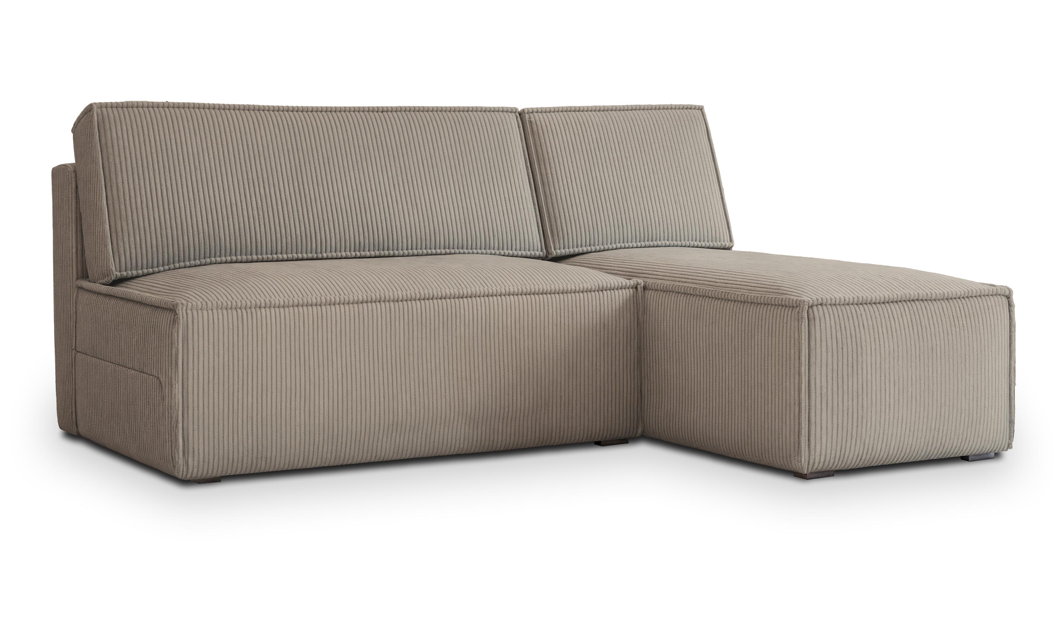 ECKSOFA BRISO P Beige Kordstoff mit Schlaffunktion - Beige/Grau, Holz/Kunststoff (200/140cm) - MASSENO