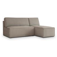 ECKSOFA BRISO P Beige Kordstoff mit Schlaffunktion - Beige/Grau, Holz/Kunststoff (200/140cm) - MASSENO