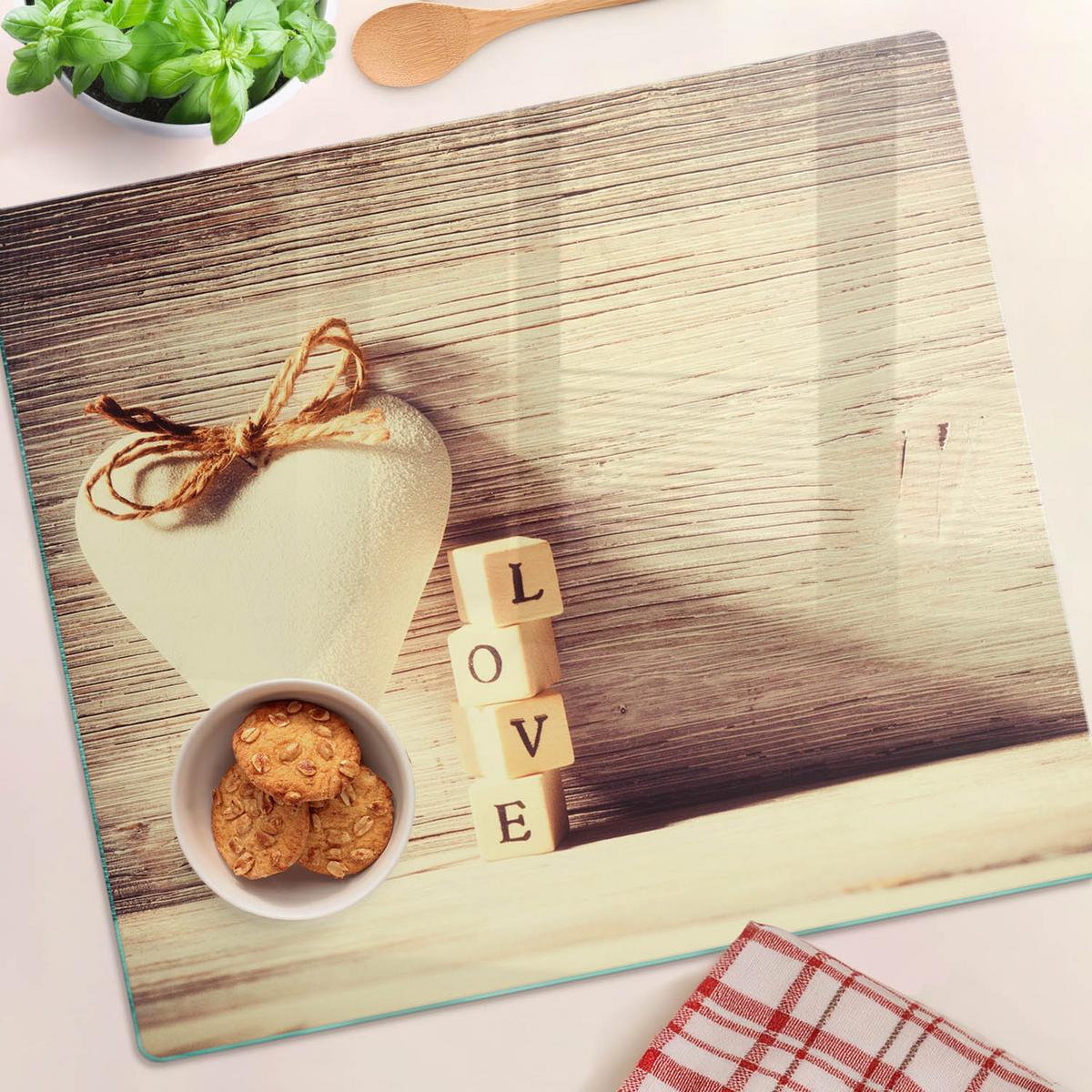 GLASPLATTE 60x52 cm Liebe - Beige, Glas (60/0.4/52cm) - TULUP
