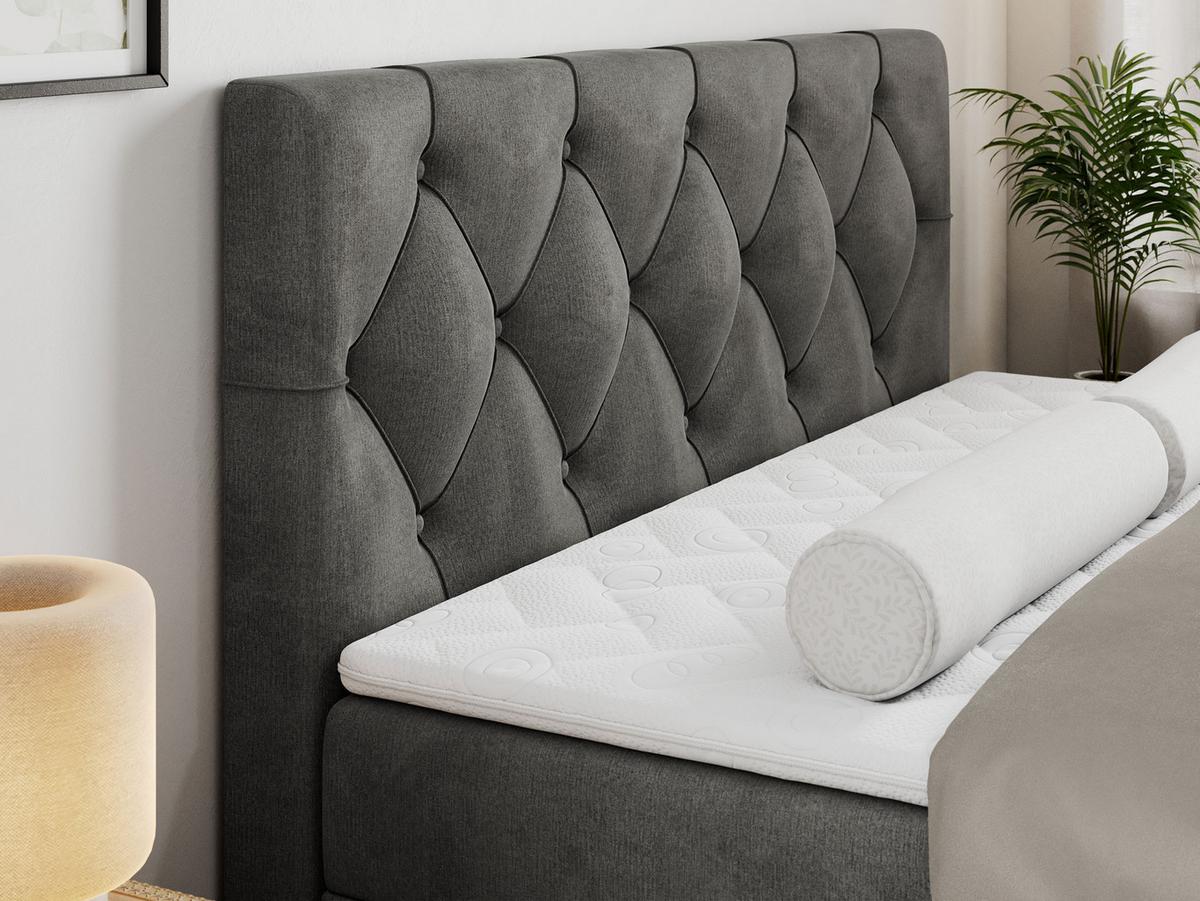 BOXBETT ALDA 160/200 Dunkelgrau Velvet - H3 - Dunkelgrau, Holz/Textil (160/200cm) - MKS