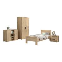 JUGENDZIMMER Set Keelia Eiche Melamin 4tlg Möbel - Eichefarben, Kunststoff (100/1/200cm) - 58aufmkessel