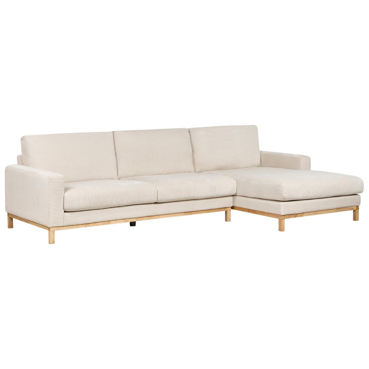 ECKSOFA 4-Sitzer Cord Hellbeige linksseitig Siggard - Beige/Braun, Textil (321/168cm) - Beliani