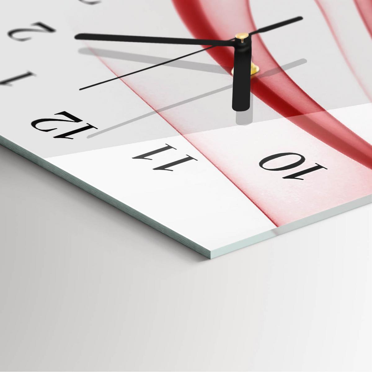 WANDUHR aus Glas 30x60 cm - Abstrakte Linien - Rot, Glas (30/60/0.4cm) - TULUP