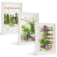 BILDER SET 3er Set - 40x60 cm Weißer Rahmen - Kräuterpflanzen für die Küche - Weiß, Kunststoff (40/60cm) - TULUP