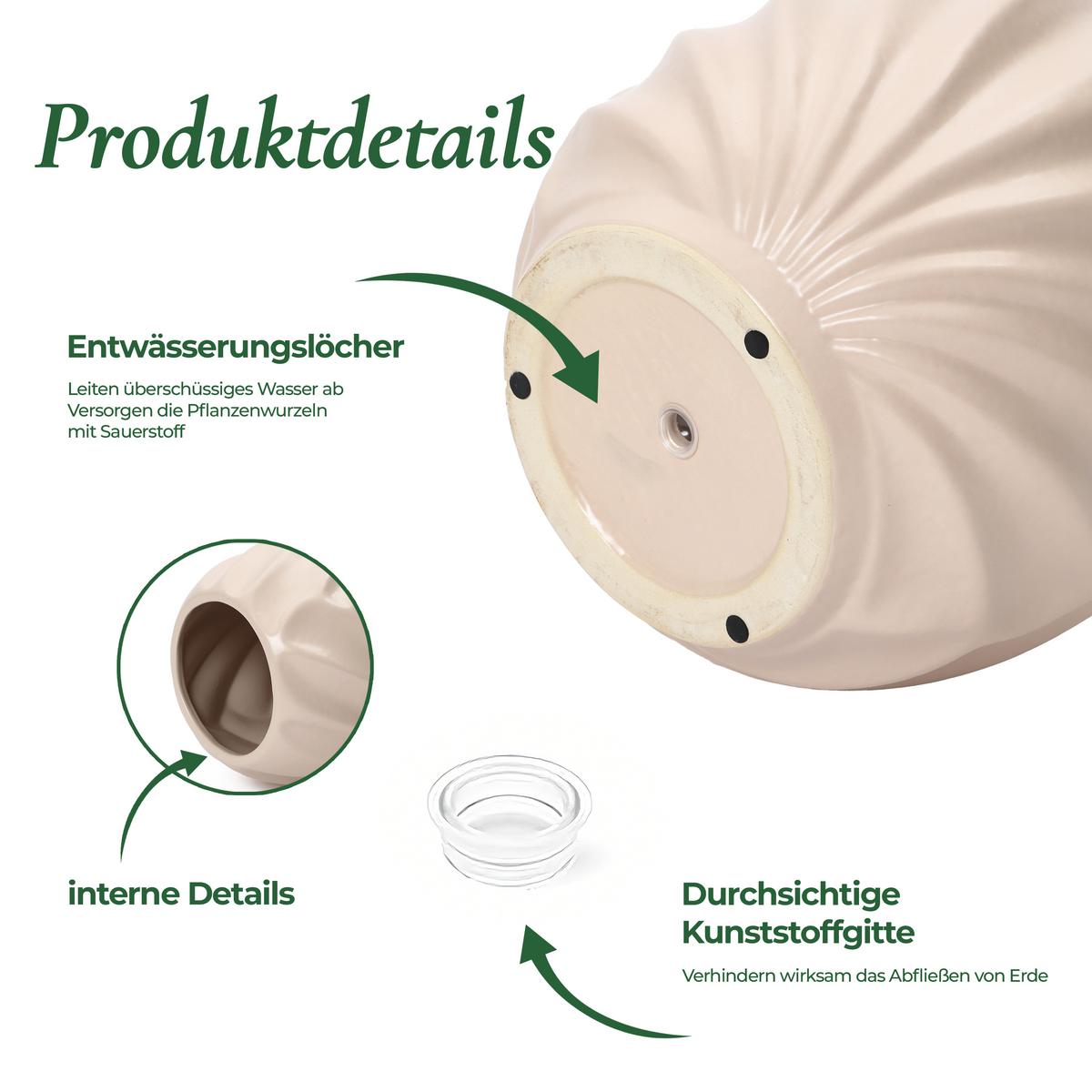 KERAMIK-BLUMENTOPF hellrosa, Ø 31 × H 32 cm - Rosa, Keramik (31.8cm) - Hometopia