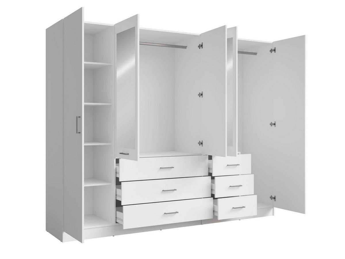 KLEIDERSCHRANK Weiß 250/200,5/58 - Weiß, Holzwerkstoff (250/201/58cm) - RAUMHIRSCH FURNITURE