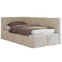 JUGENDBETT ARVO 90/200 - Creme Plüsch - Multipocket-Matratze - Links Seite - Creme, Textil (90/200cm) - MKS