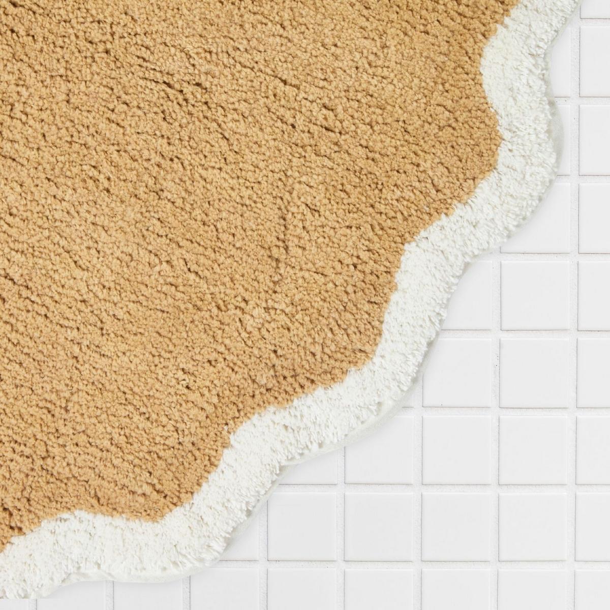 BADTEPPICH Wellenrand, rund 70 cm, 100 % Baumwolle - Beige, Textil (70/70cm) - Homescapes