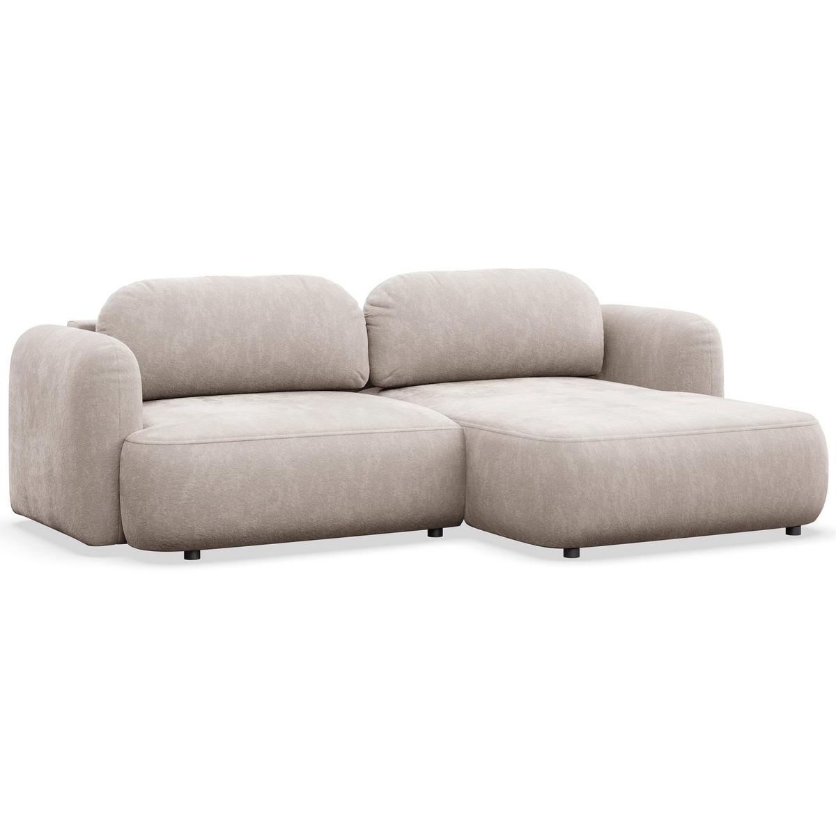 ECKSOFA Tvoya hellbeige Chenille - Ecru/Schwarz, Kunststoff/Textil (175/267cm) - Selsey