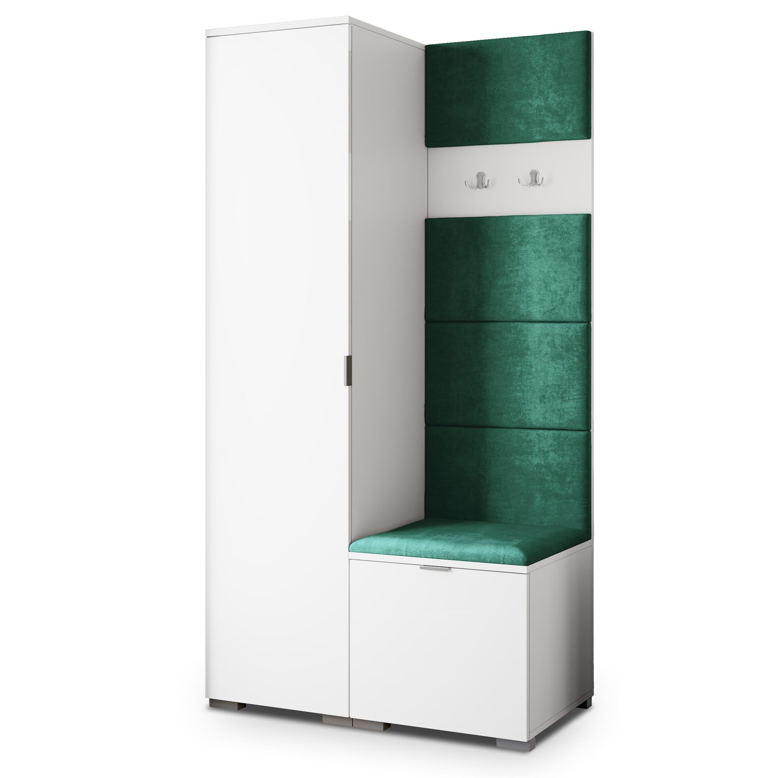 GARDEROBENSCHRANK LORI 95/181/51 cm Modern Garderobe-Set Weiß - Weiß/Grün, Holzwerkstoff (95/181/51cm) - MASSENO