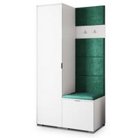 GARDEROBENSCHRANK LORI 95/181/51 cm Modern Garderobe-Set Weiß - Weiß/Grün, Holzwerkstoff (95/181/51cm) - MASSENO