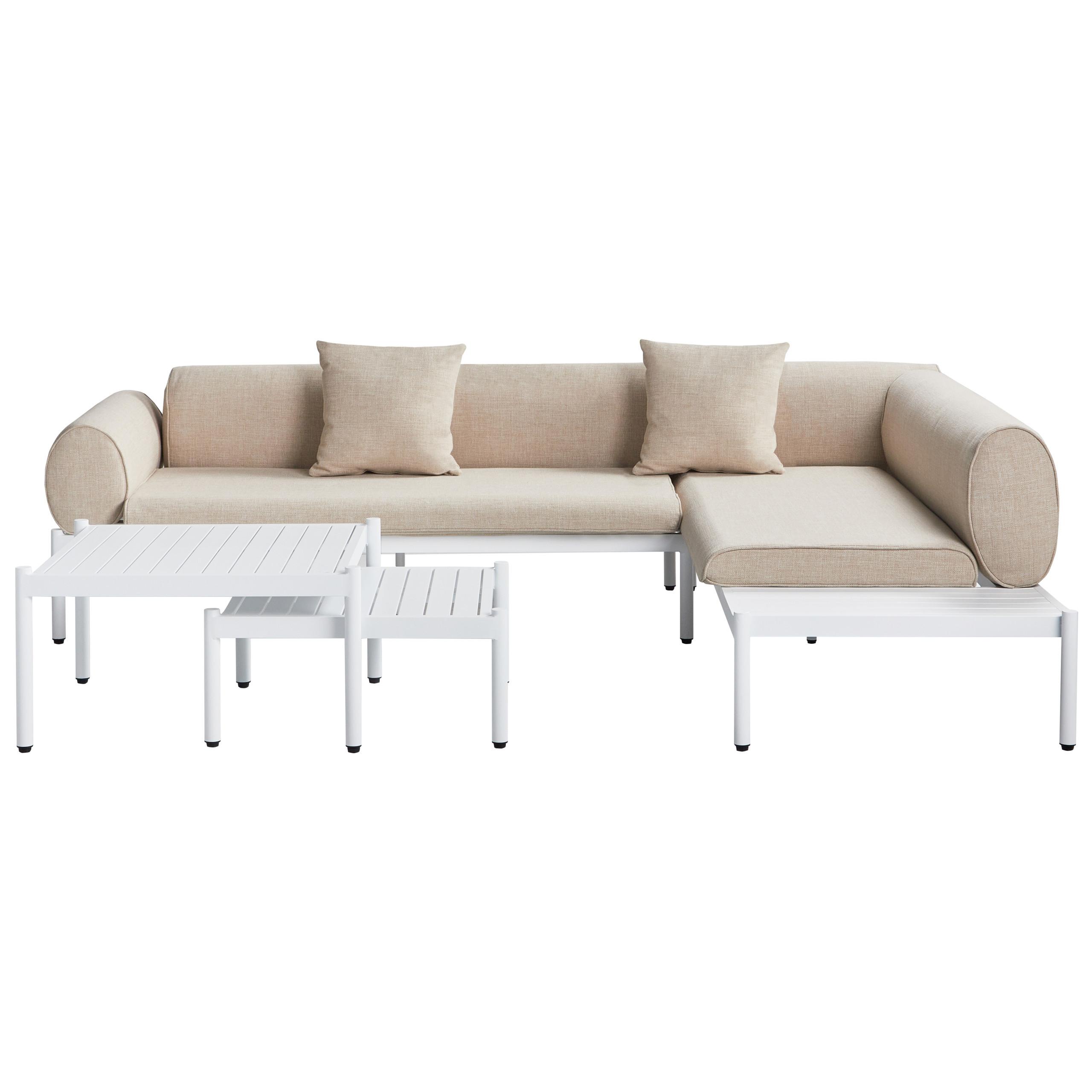 LOUNGE-SET 5-Sitzer Beige Rasiglia - Beige/Weiß, Metall - Beliani