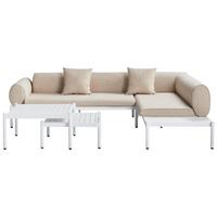 LOUNGE-SET 5-Sitzer Beige Rasiglia - Beige/Weiß, Metall - Beliani