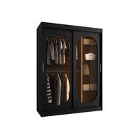 SCHWEBETÜRENSCHRANK Bahrajn 150 mit LED Beleuchtung - Silberfarben/Schwarz, Holzwerkstoff/Kunststoff (150/200/62cm) - MIRJAN24